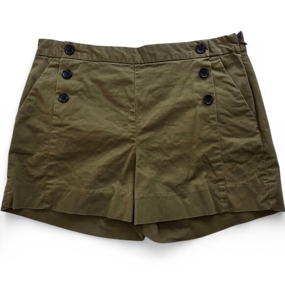 Banana Republic Pants - Banana Republic Womens Chino Sailor Button Shorts Olive Green Side Zip  Size 10